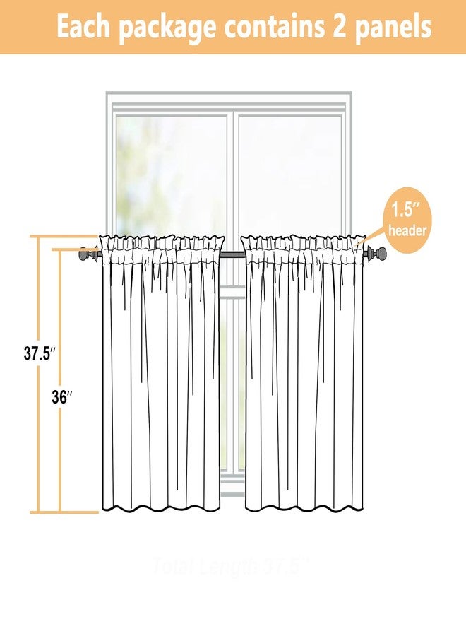 WelvetBLK Linen Kitchen Curtains 36 Inch Length 2 Panels, Light Filtering Farmhouse Faux Linen Textured Short Curtains for Windows, Small Curtain Tier for Cafe Cabinet Bathroom RV Camper, 30Wx36L Inch - Image 3